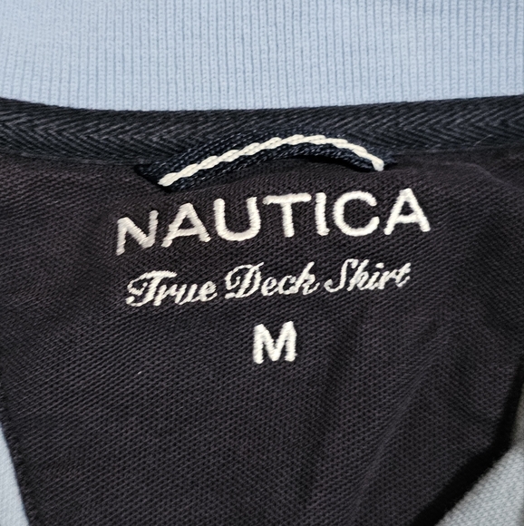 Nautica Blue Polo Shirt Mens Medium Classic Fit Logo Deckwear Preppy Cotton - Picture 6 of 6